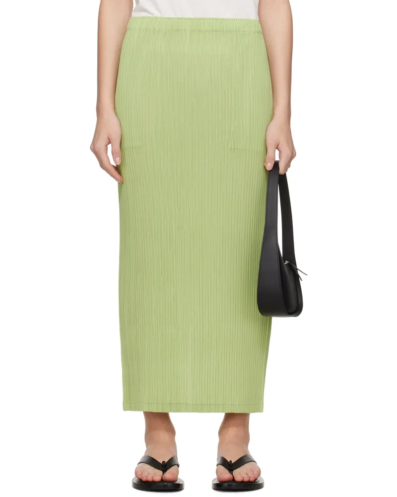 Issey Miyake Green Hatching Bottoms Maxi Skirt 60