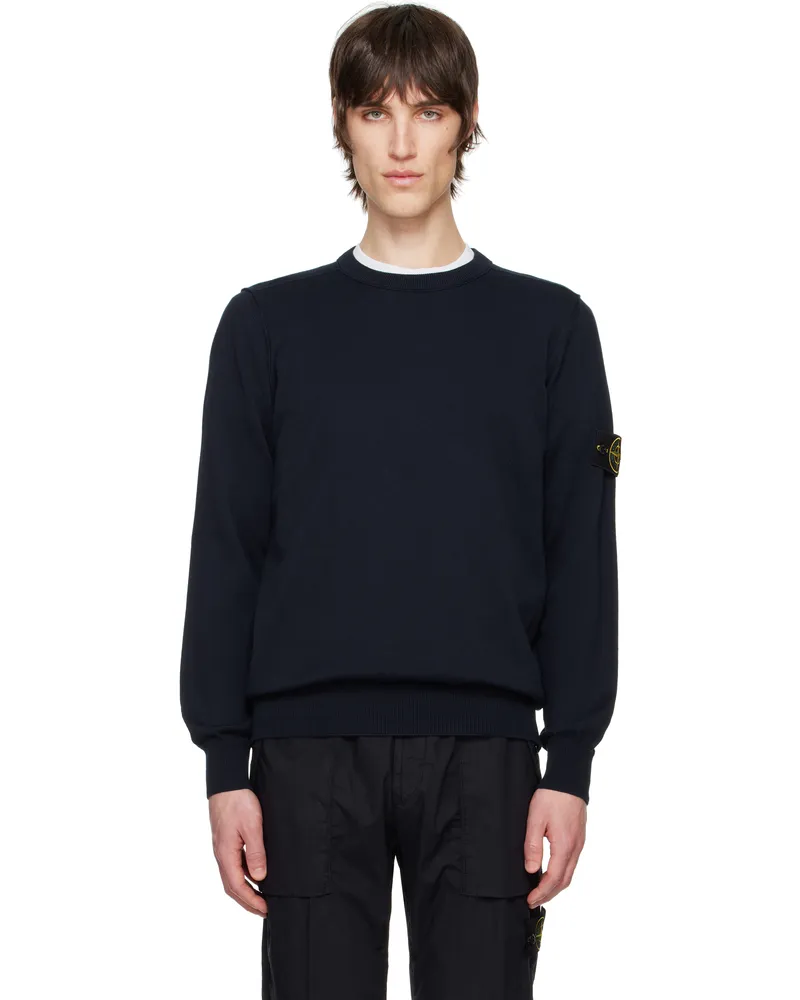 Stone Island Navy Soft Organic Cotton Crewneck Sweater V0020