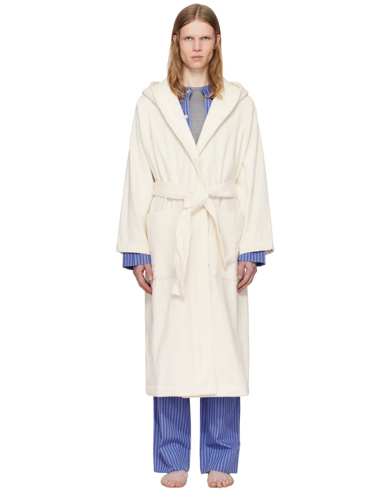 TEKLA Off-White Terry Hooded Bathrobe Ivory