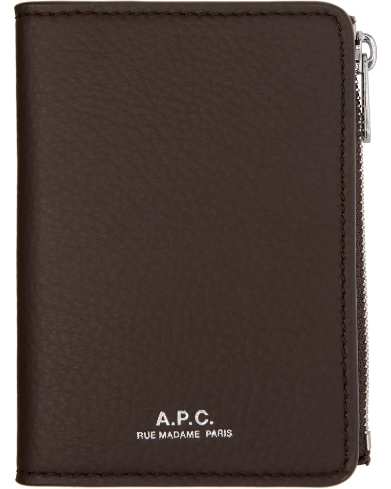 A.P.C. Brown Stefan Zip Card Holder Cav