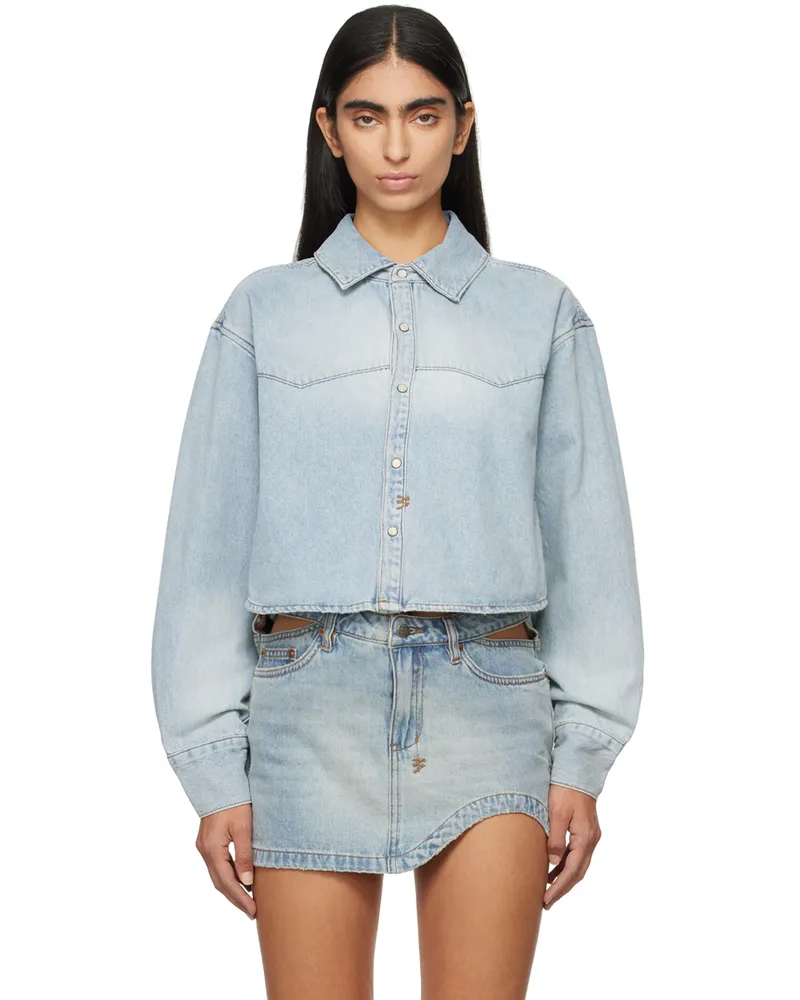 ksubi Blue Alabama Crop Long Sleeve Paragon Denim Shirt Denim
