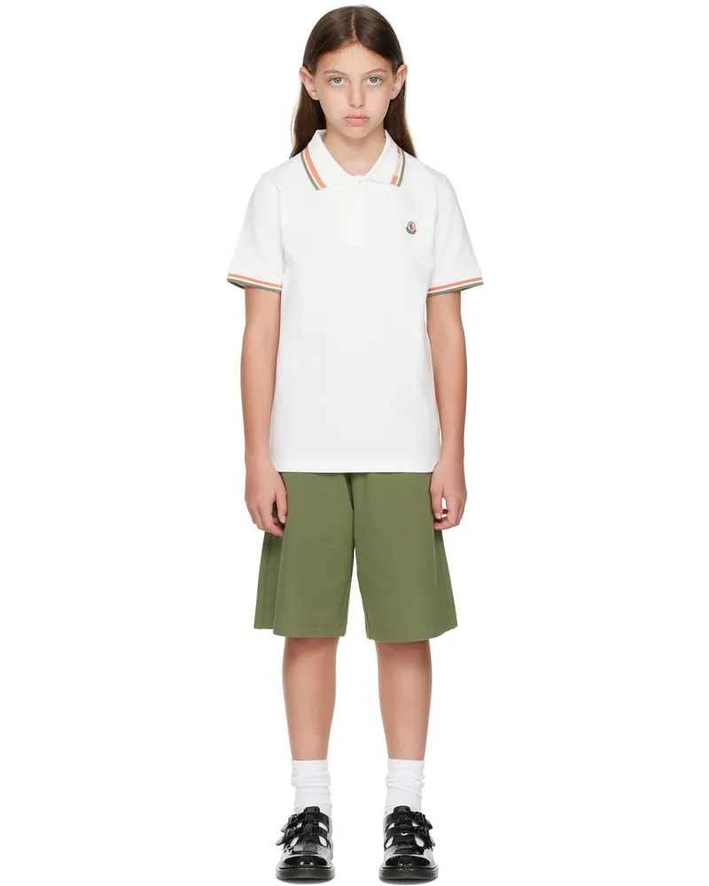 Moncler Big Kids White & Khaki Cotton Piquet Polo & Shorts Set F08