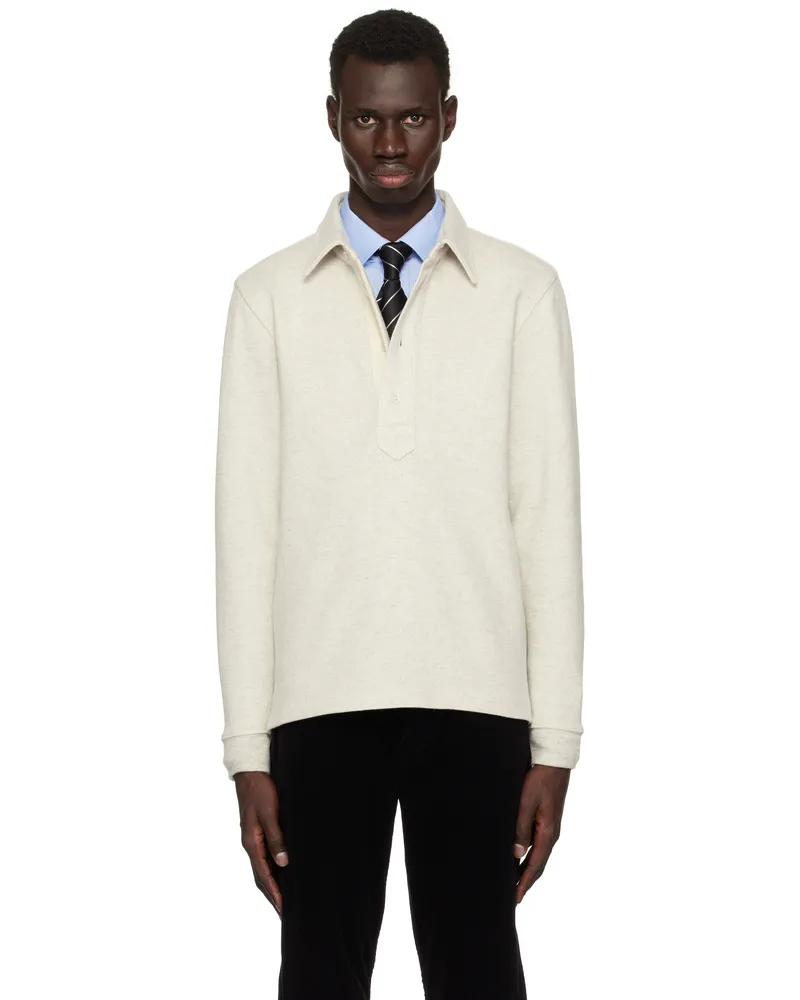 Tom Ford Gray Cotton Blend Rugby Polo Light