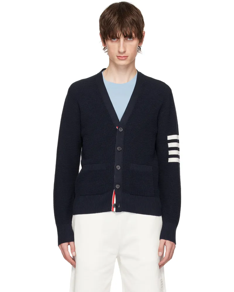 Thom Browne Navy 4-Bar Cardigan 415