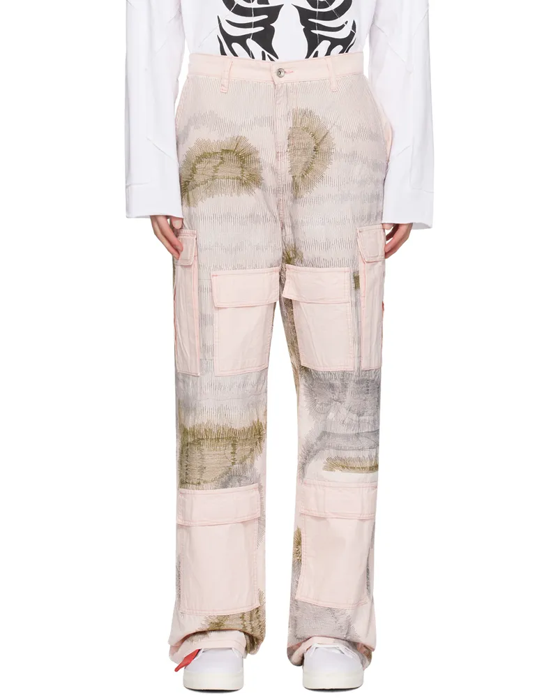WHO DECIDES WAR Pink Darning Cargo Pants Rose