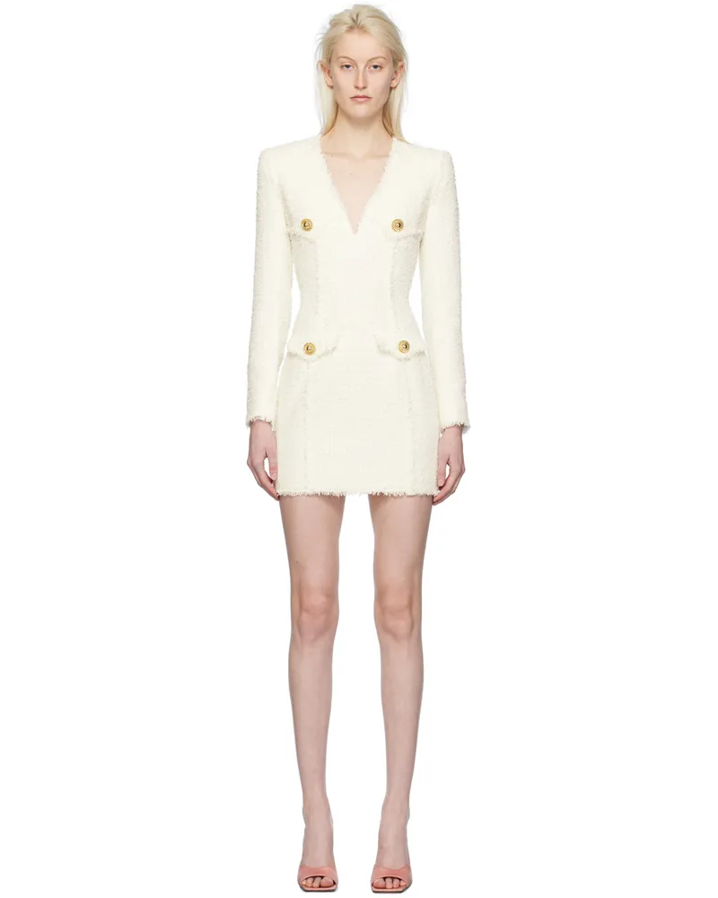 Balmain White V-Neck Minidress 0fa