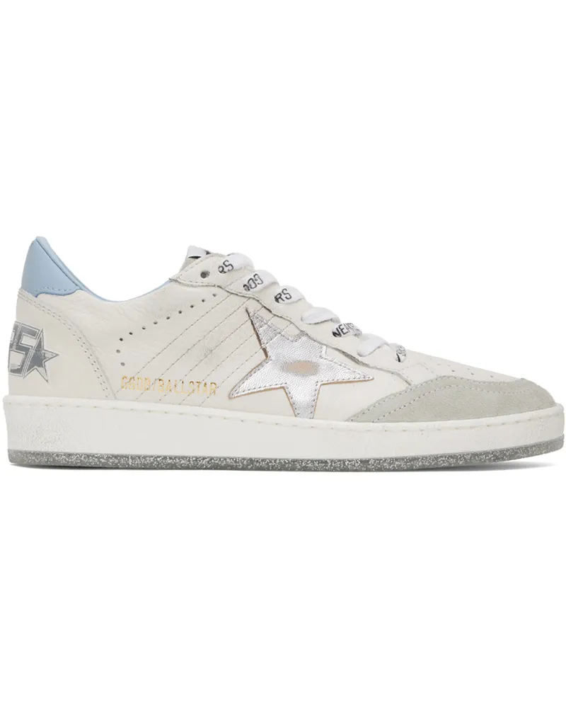 Golden Goose White & Gray Ball Star Sneakers 11233