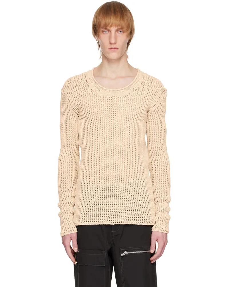 Dion Lee Beige Grid Sweater Ivory