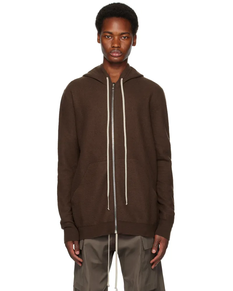 Rick Owens Brown Zipped Hoodie 04