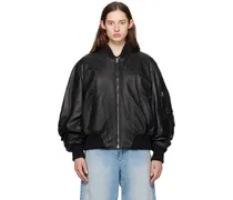 Black Anja Leather Bomber Jacket