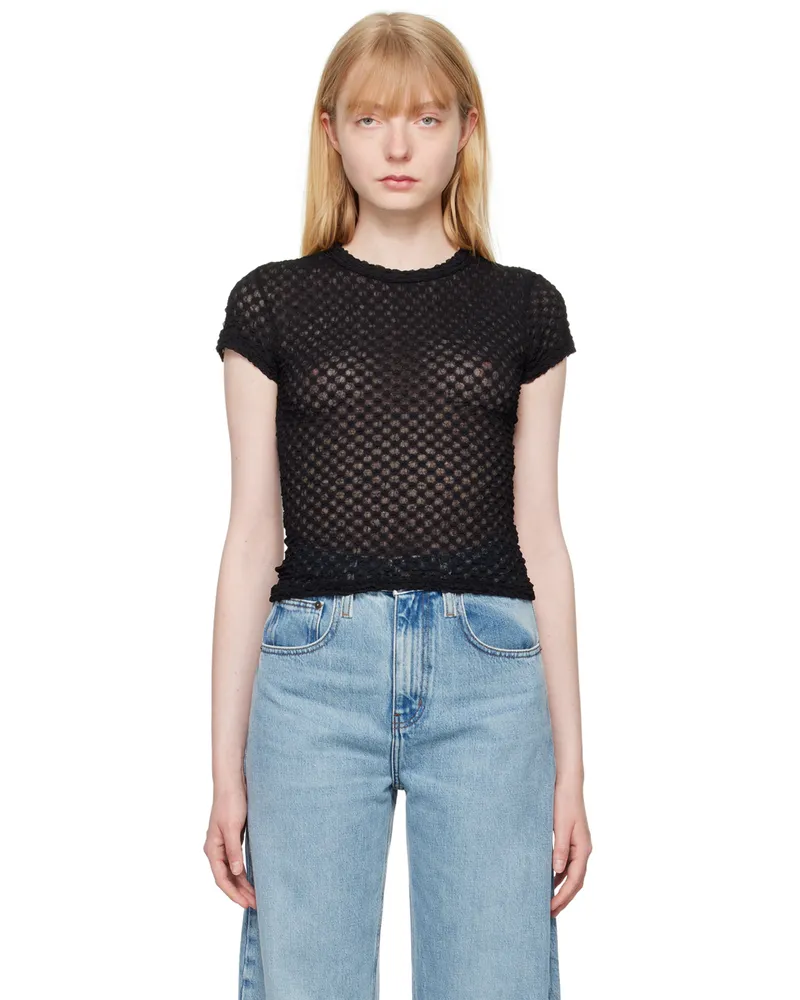 Frame Denim Black Crewneck T-Shirt Noir