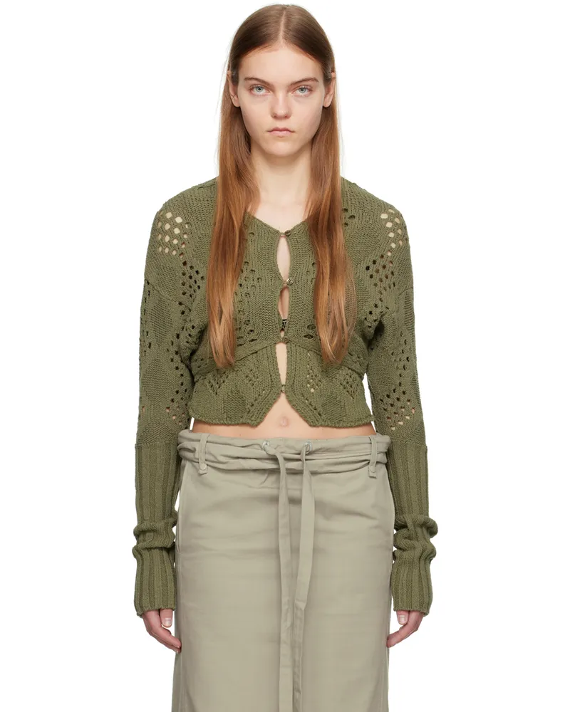OPEN YY Khaki Argyle Cardigan Khaki