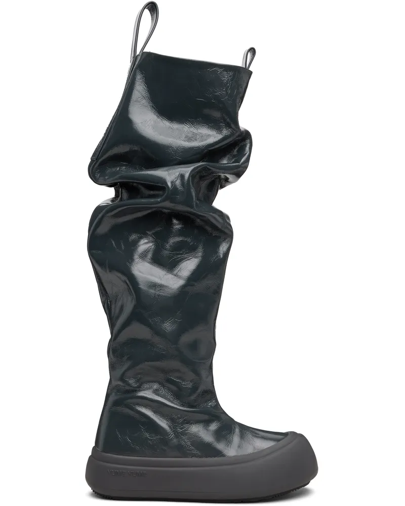 YUME YUME Gray Fisherman Tall Boots Wrinkled