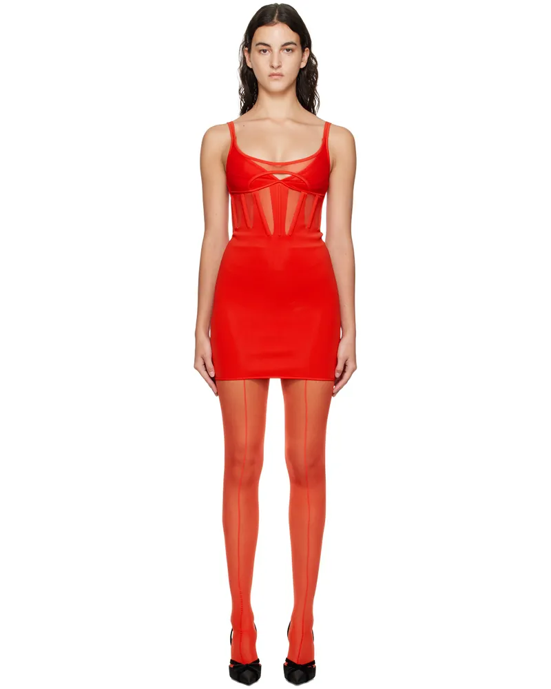 Thierry Mugler Red Layered Minidress B3333