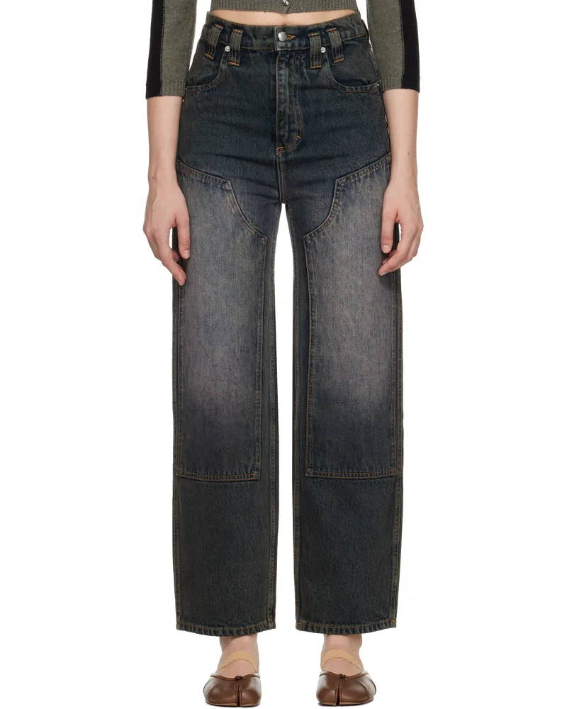 Eckhaus Latta Blue Double Knee Baggy Jeans Moon