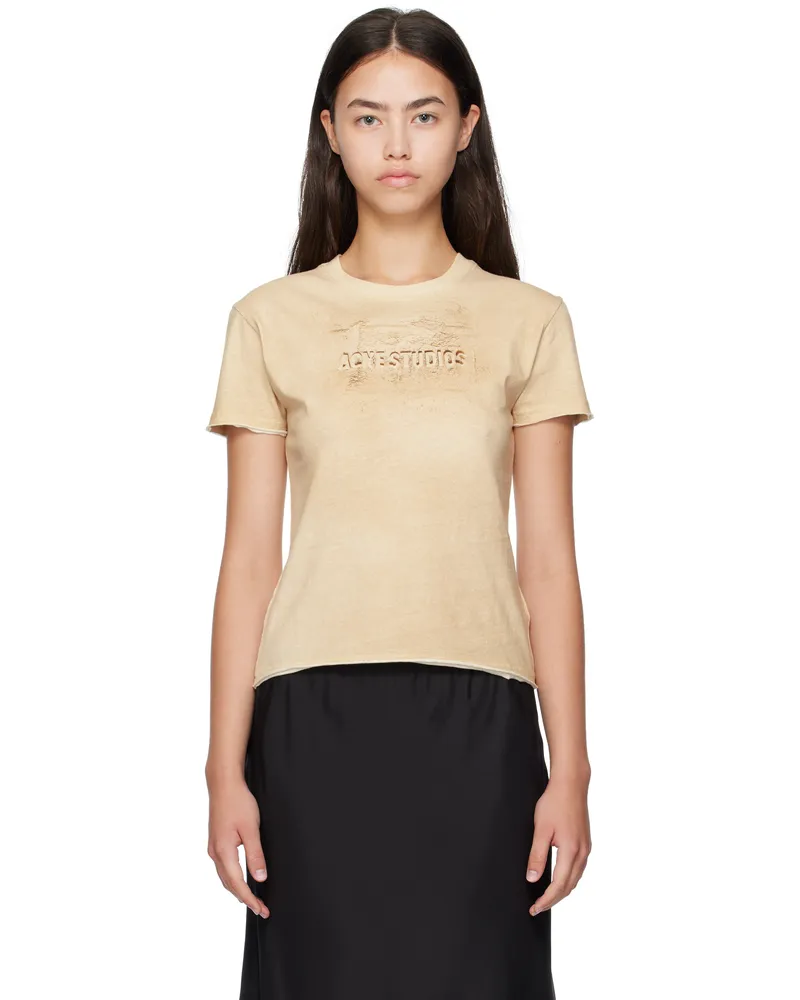 Acne Studios Beige Logo Print T-shirt Ae0