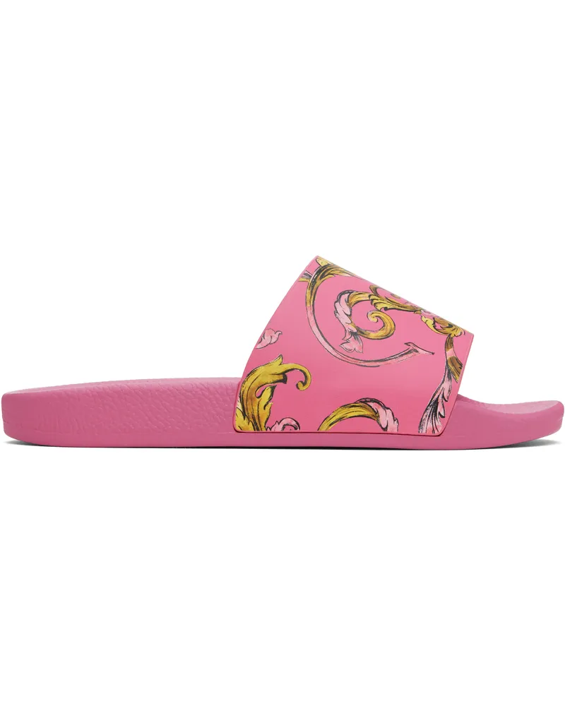 Versace Jeans Pink Outline Barocco Pool Slides Er54