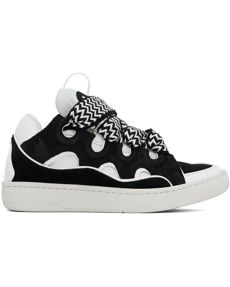 Lanvin Black & White Leather Curb Sneakers 1000