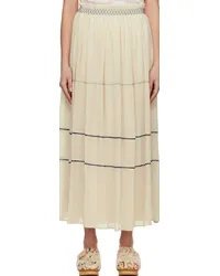 See by Chloé Off-White Embroidered Maxi Skirt Antique