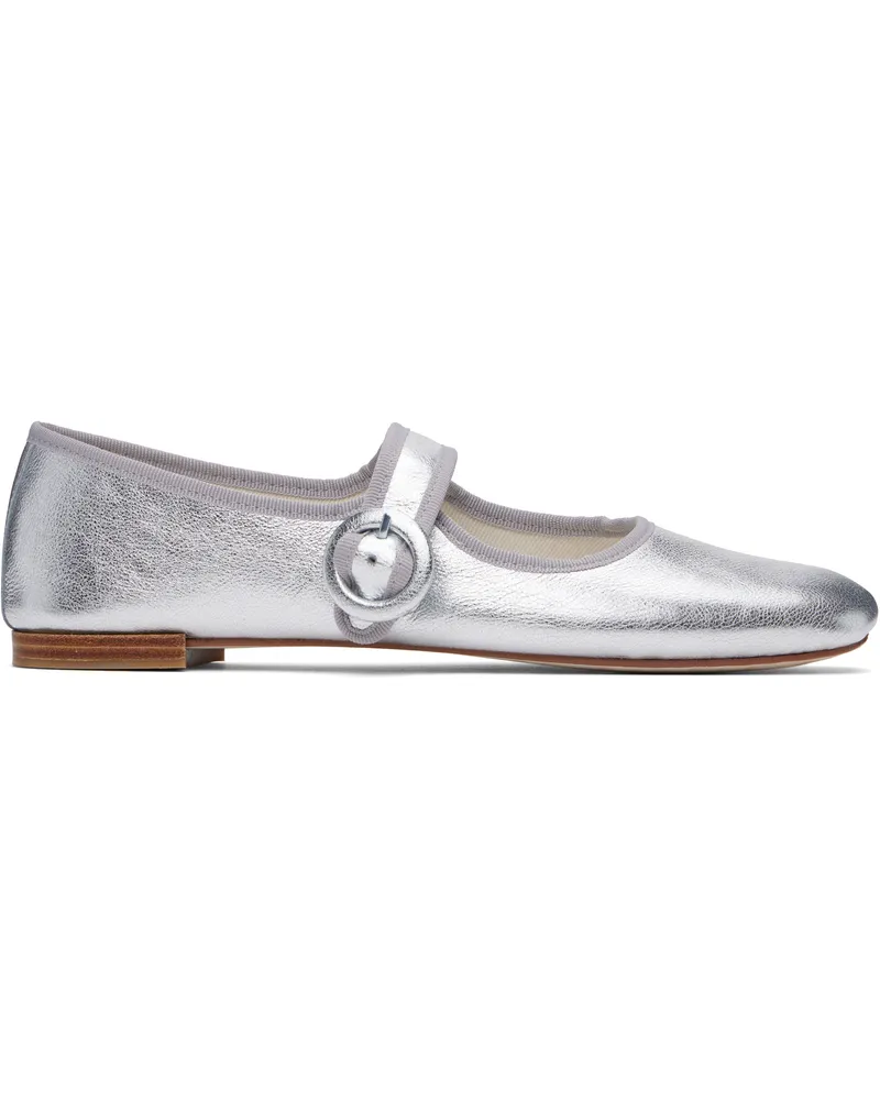 Repetto Silver Georgia Square Toe Mary Jane Ballerina Flats 20