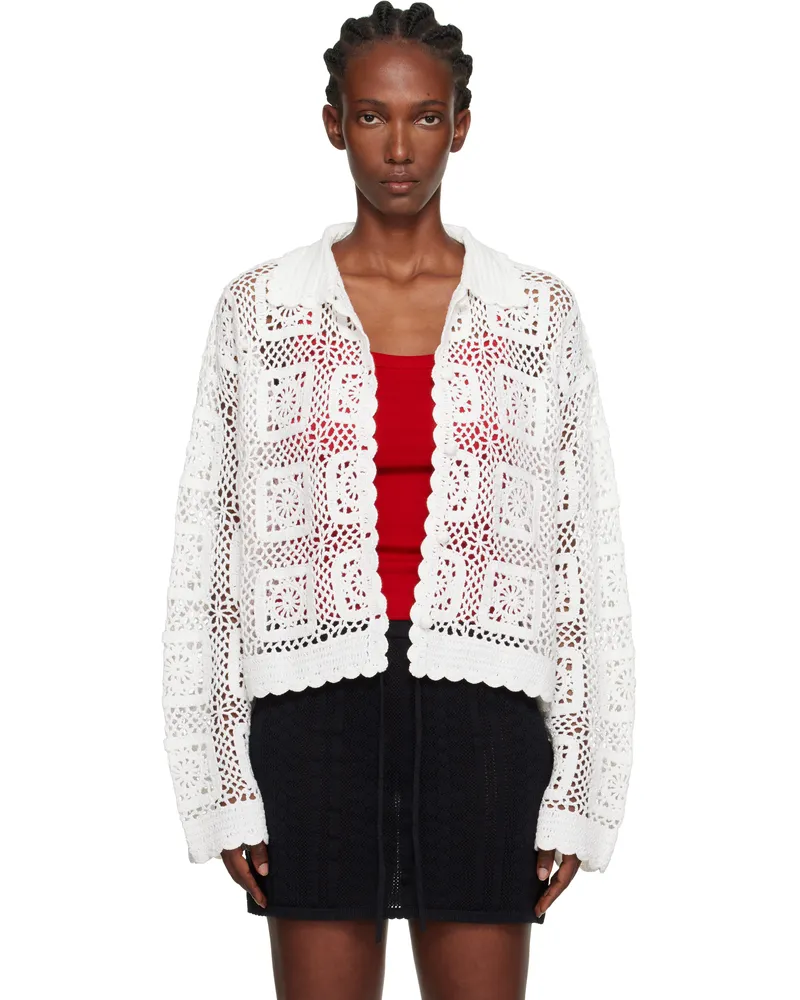 Holzweiler White Rosie Crochet Cardigan 1000