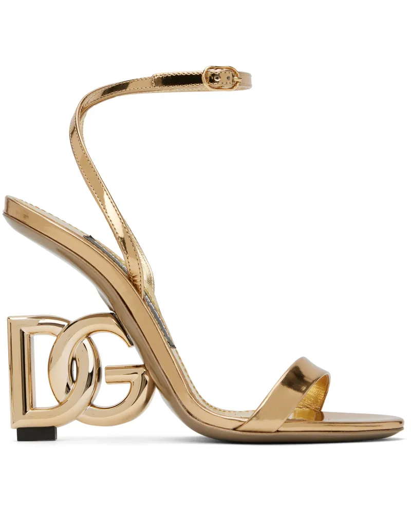 Dolce & Gabbana Gold Wedge Heeled Sandals 8h958