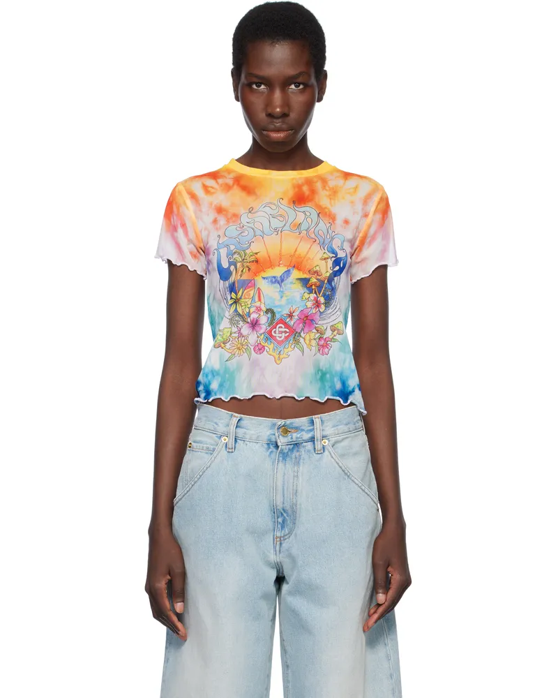 Casablanca Paris Multicolor Surf Trip Tie Dye Mesh T-shirt Surf