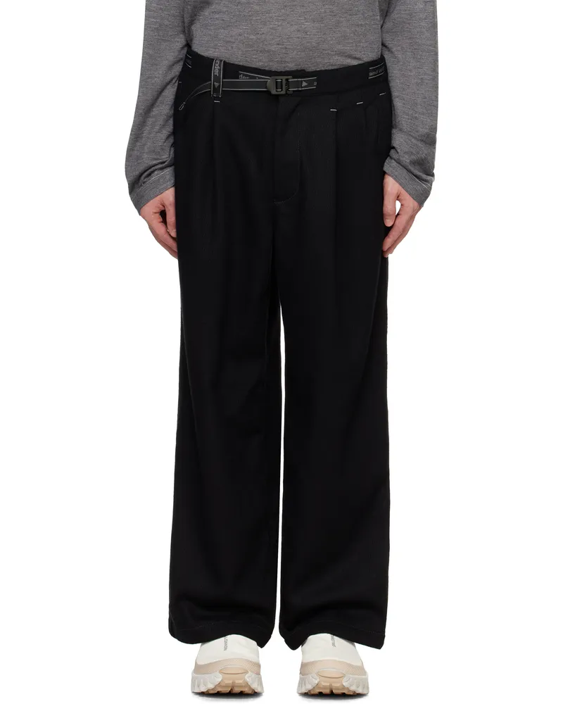 and wander Black Rewool Tweed Wide Trousers Black010