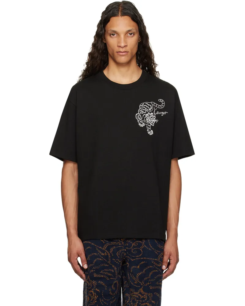 Kenzo Black Paris Star Tiger Oversized T-Shirt