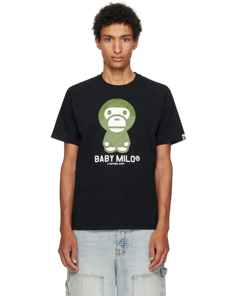 BAPE Black College Monogram Baby Milo T-shirt Bk0