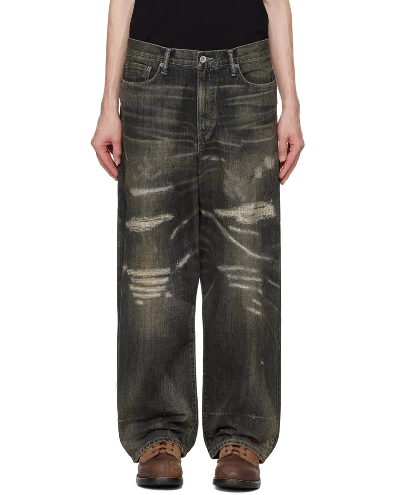 Neighborhood Black Savage Denim DP Wide Jeans Black