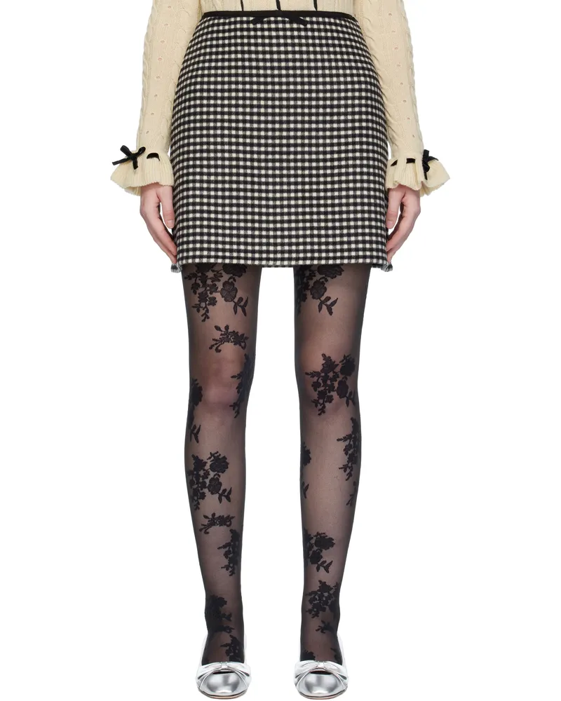 Valentino Garavani Black & White Check Miniskirt 0an