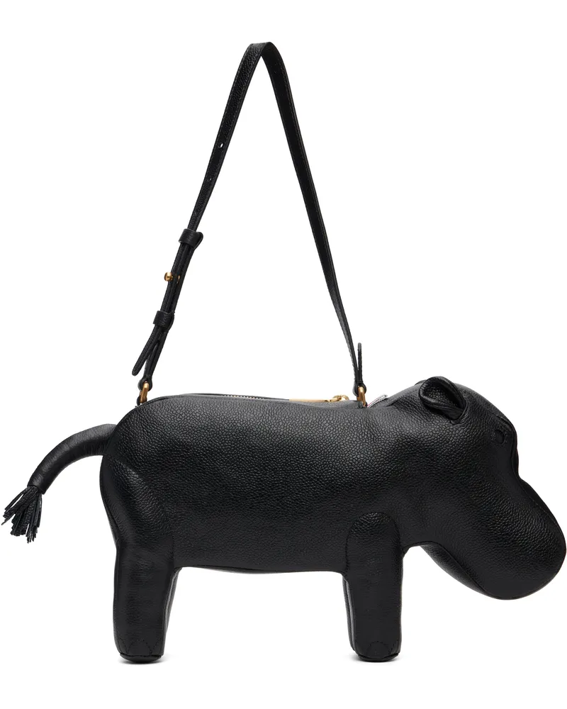 Thom Browne Black Pebble Grain Hippo Baguette Bag 001black
