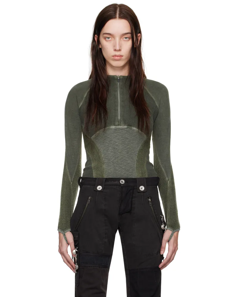 Hyein Seo Khaki Half-Zip Raglan Sweater Khaki