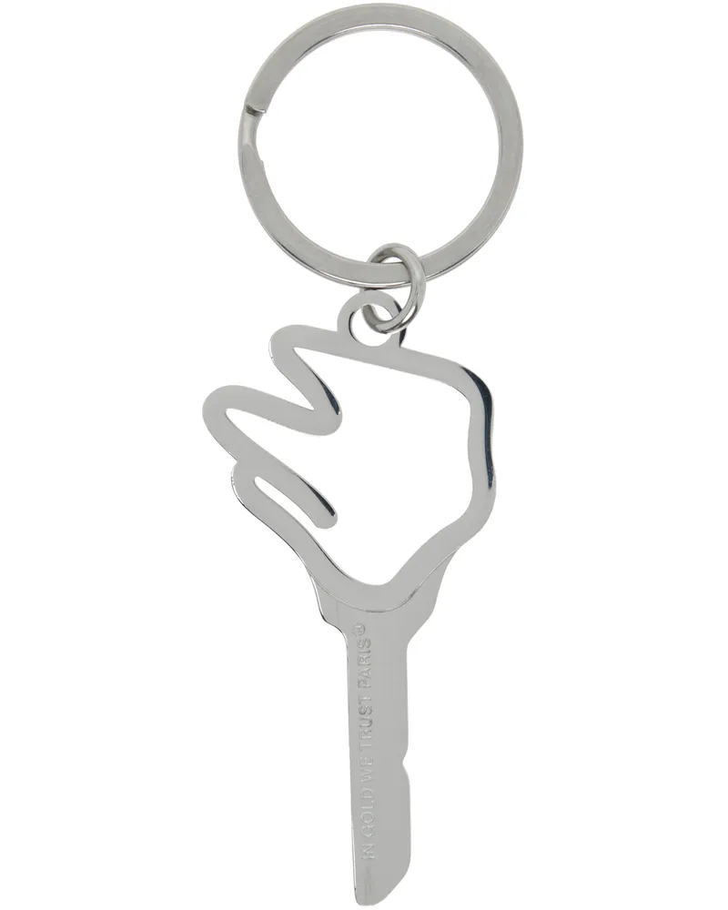 In Gold We Trust Paris Silver Empty Key Keychain Palladium
