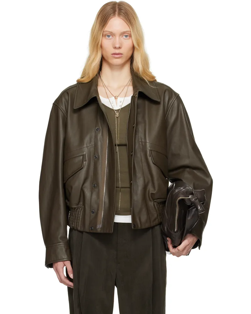 Christophe Lemaire Brown Soft Nappa Leather Jacket Br440