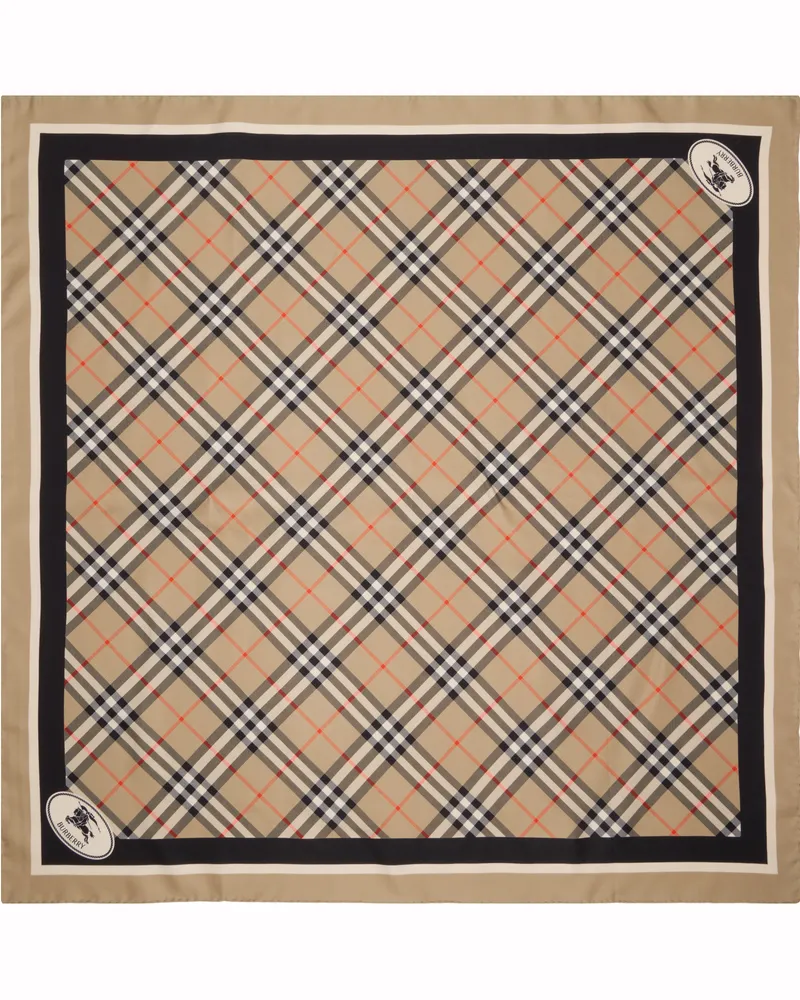 Burberry Beige Check Silk Scarf Sand