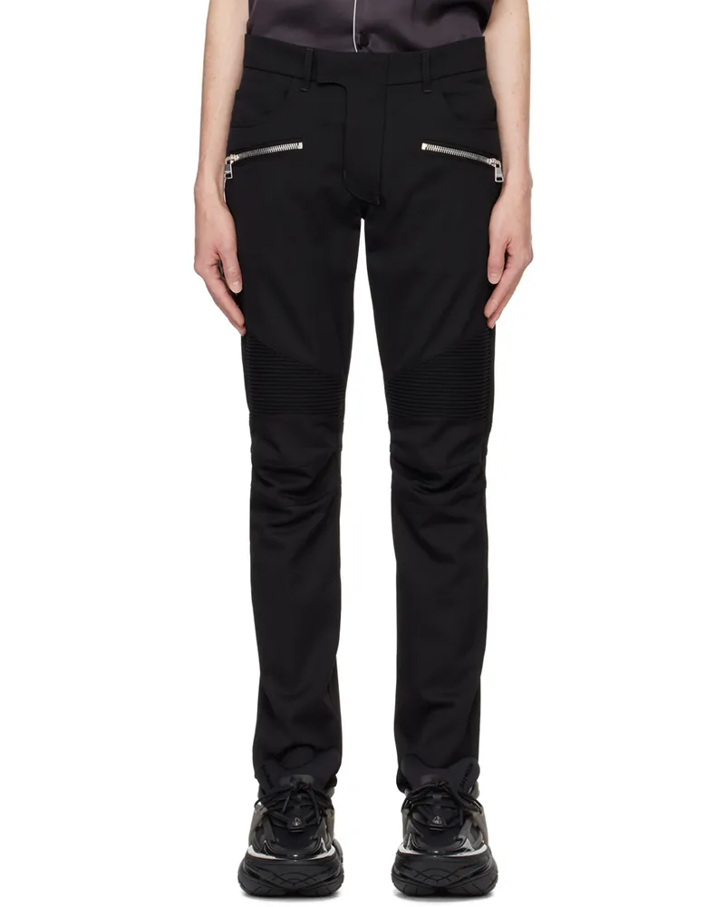 Balmain Black Tailored Biker Trousers 0pa