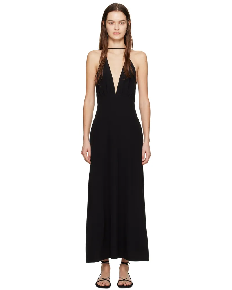 Totême Black Double Halter Maxi Dress 001