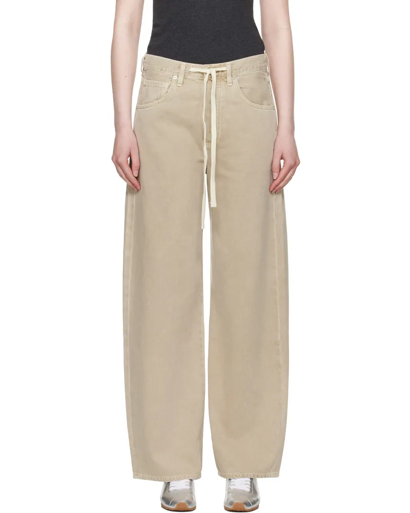 Citizens of humanity Beige Brynn Drawstring Jeans Burnished