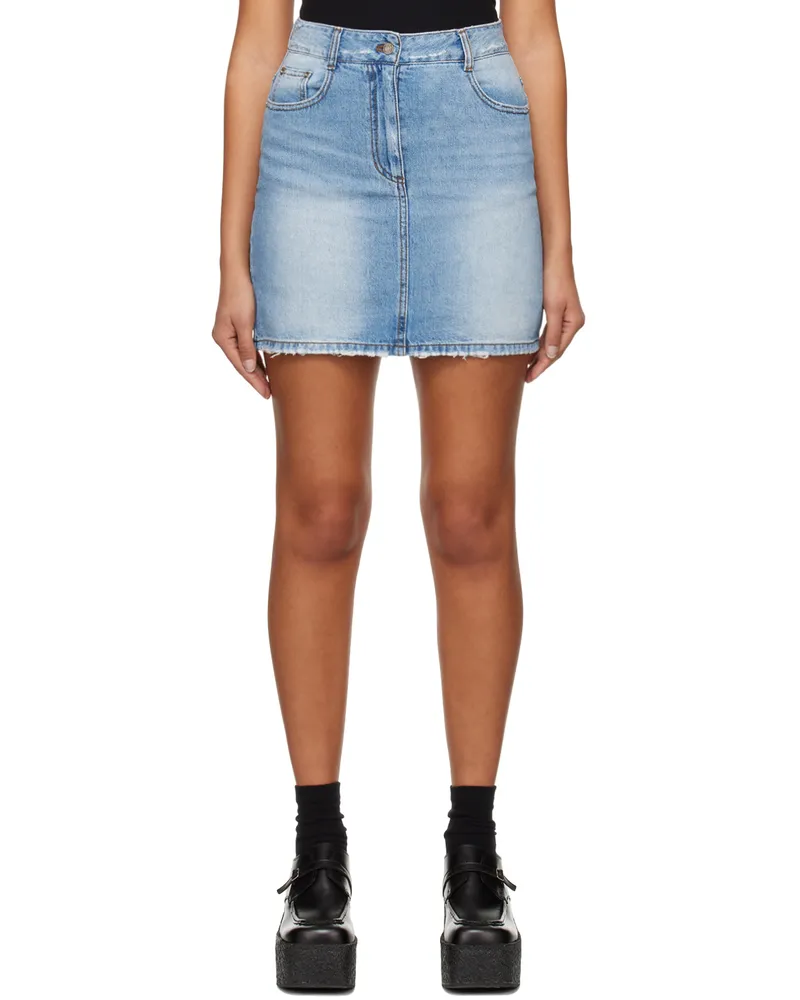 JUUN.J Blue Destroyed Denim Miniskirt P