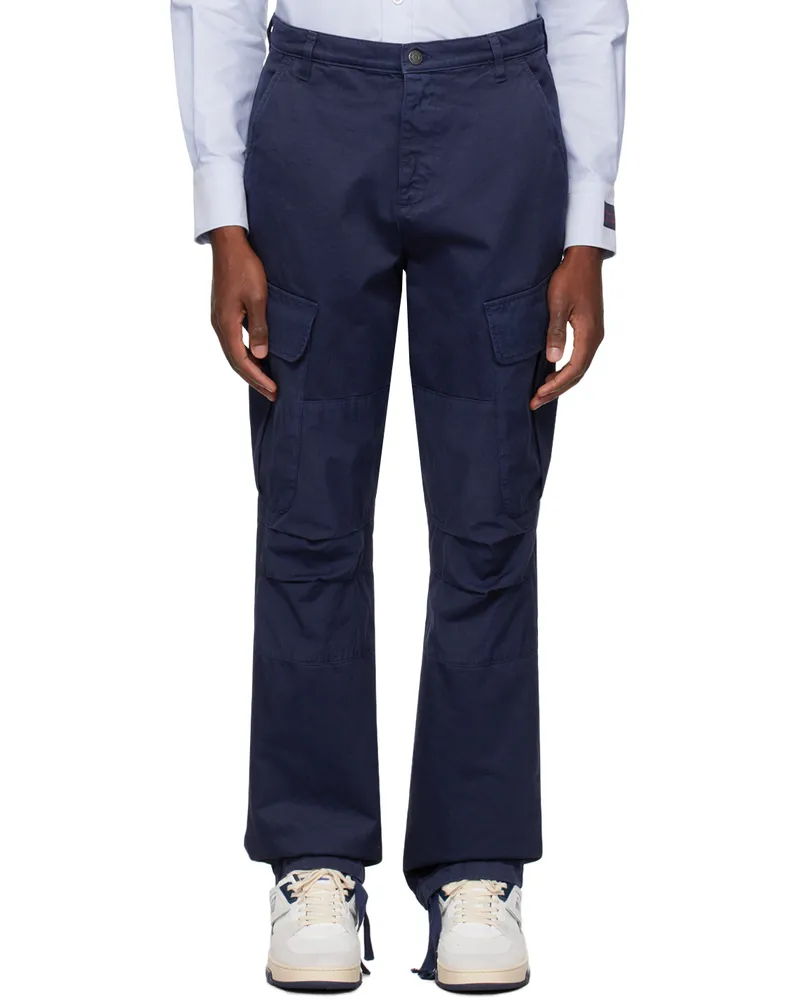 MSGM Blue Paneled Cargo Pants Blue
