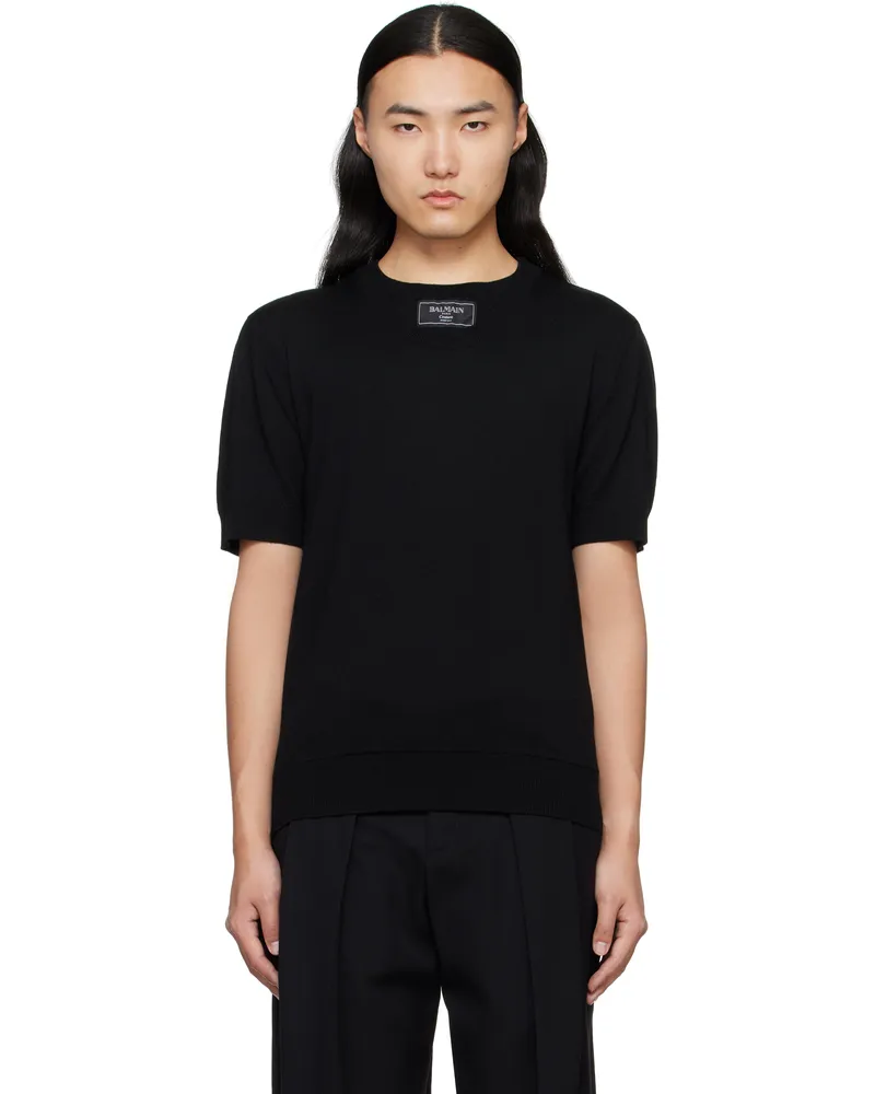 Balmain Black Knit Two Collar T-shirt 0pa