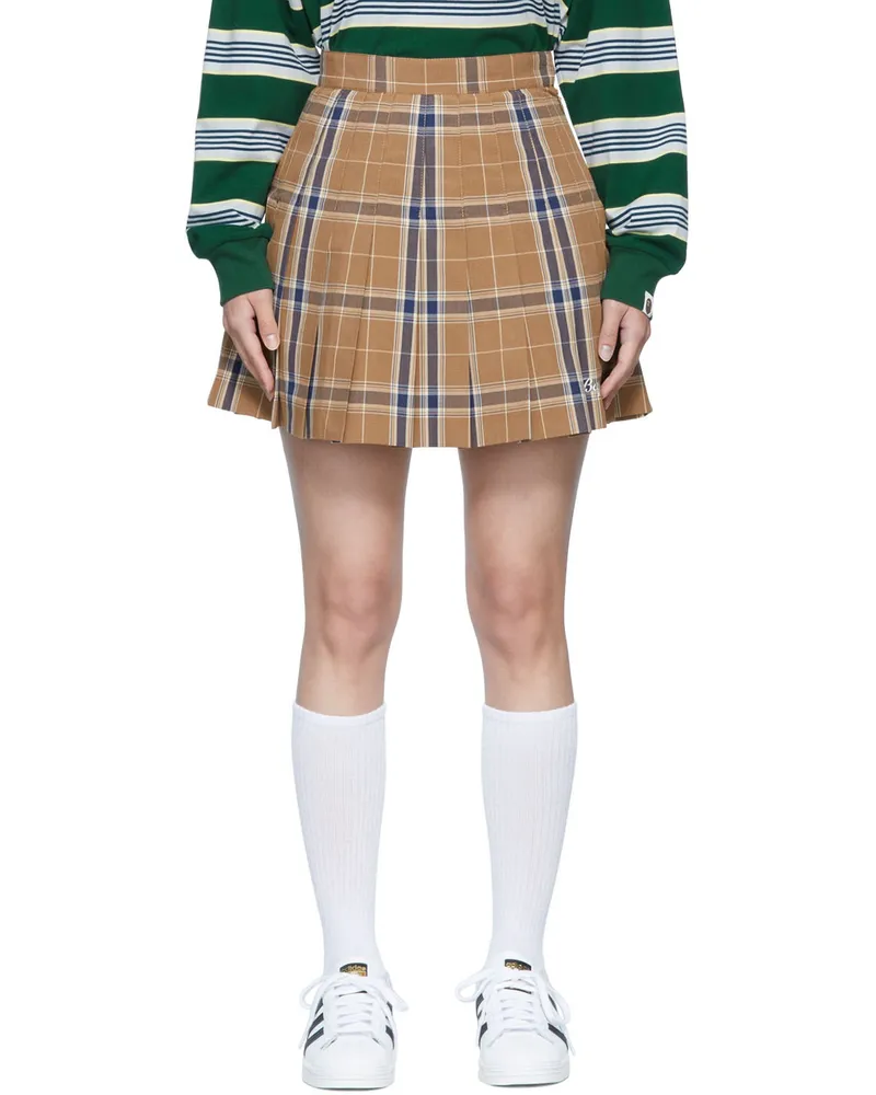 BAPE Brown Polyester Mini Skirt Beige