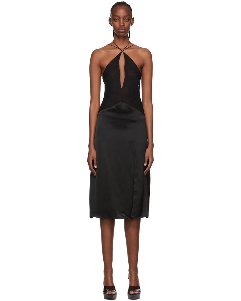 Maximilian Davis Black Viscose Midi Dress Black