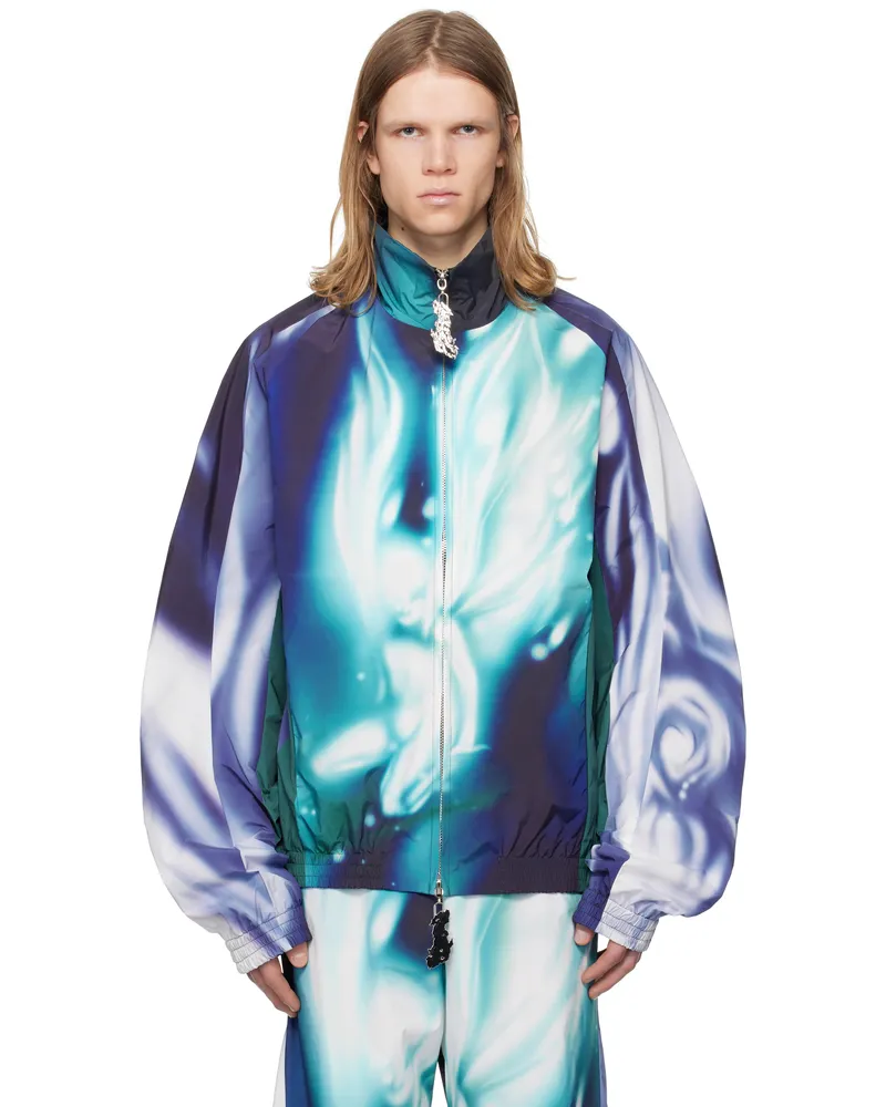 Gerrit Jacob Blue Printed Track Jacket Black
