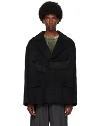 Andersson Bell Black Zibeline Shaggy Wool Coat Black