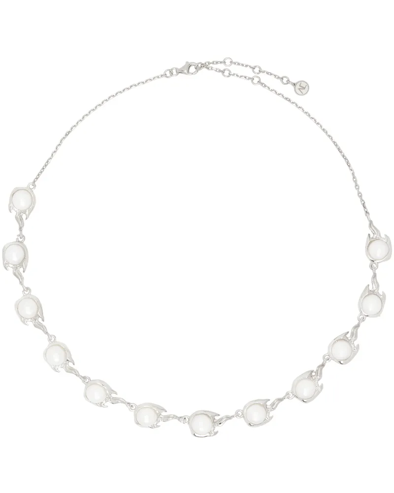 Alan Crocetti Silver Pearl Spark Choker Rhodium