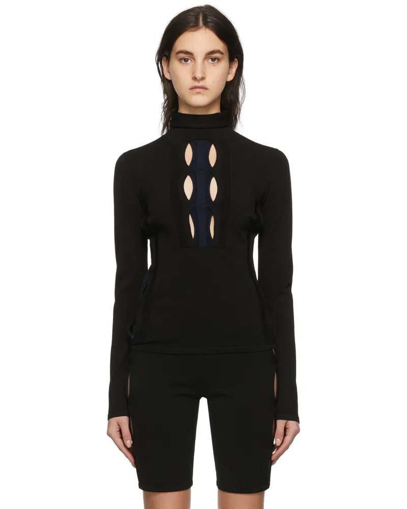 Dion Lee Black & Navy Double Hosiery Turtleneck Black