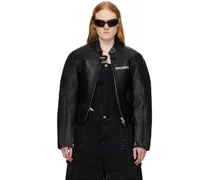 Black Securite Motorcross Leather Jacket